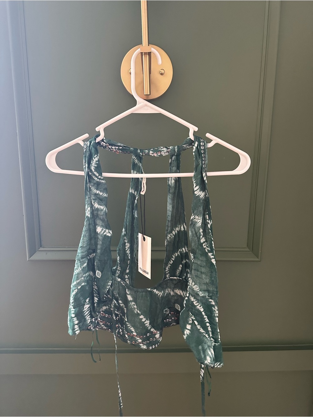Pull&Bear Green and White Tie-Dye Camisole